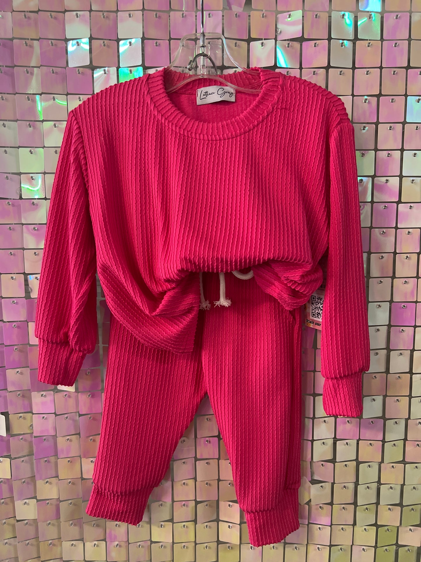 Hot pink ribbed set