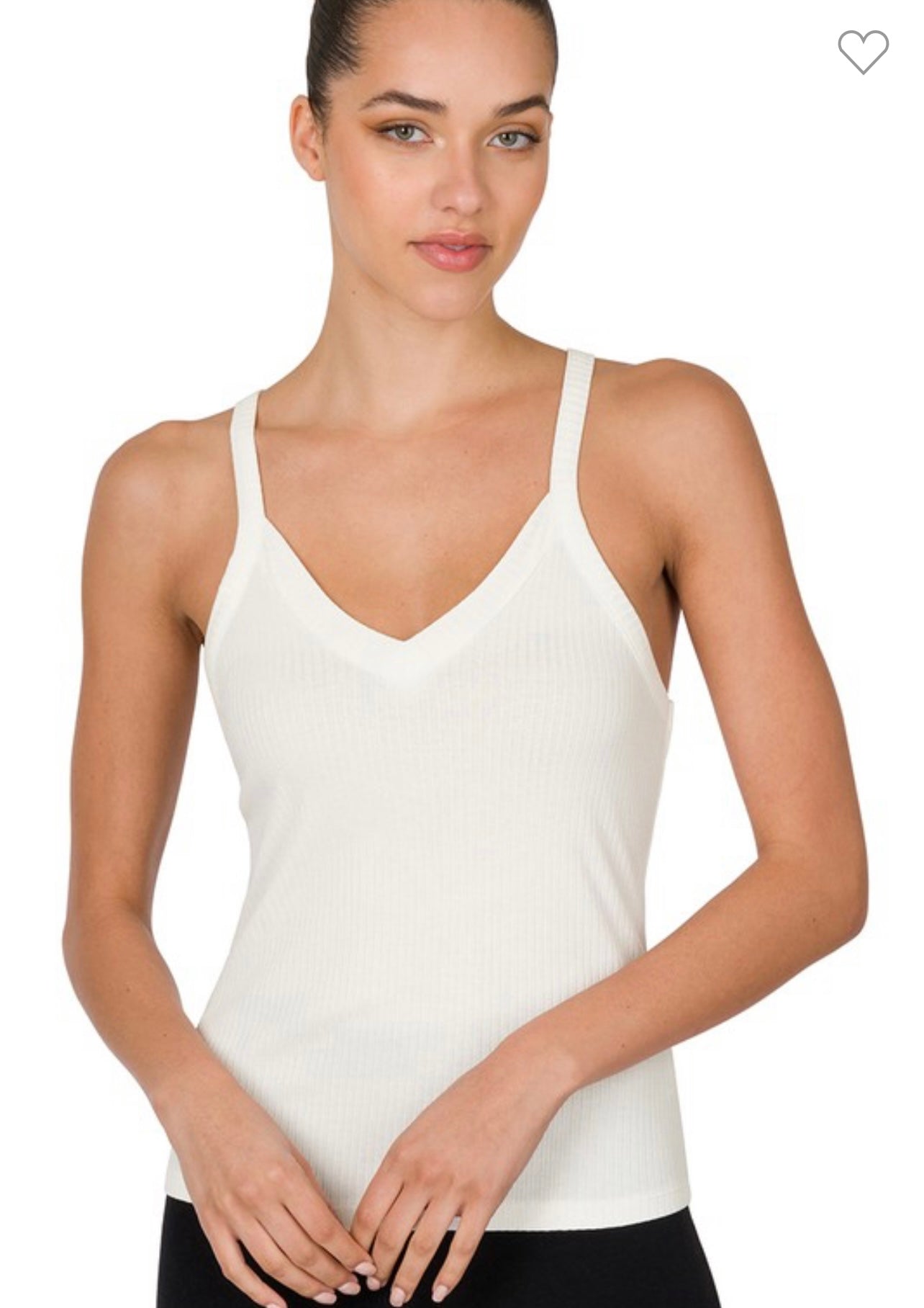 Ribbed cropped cami white