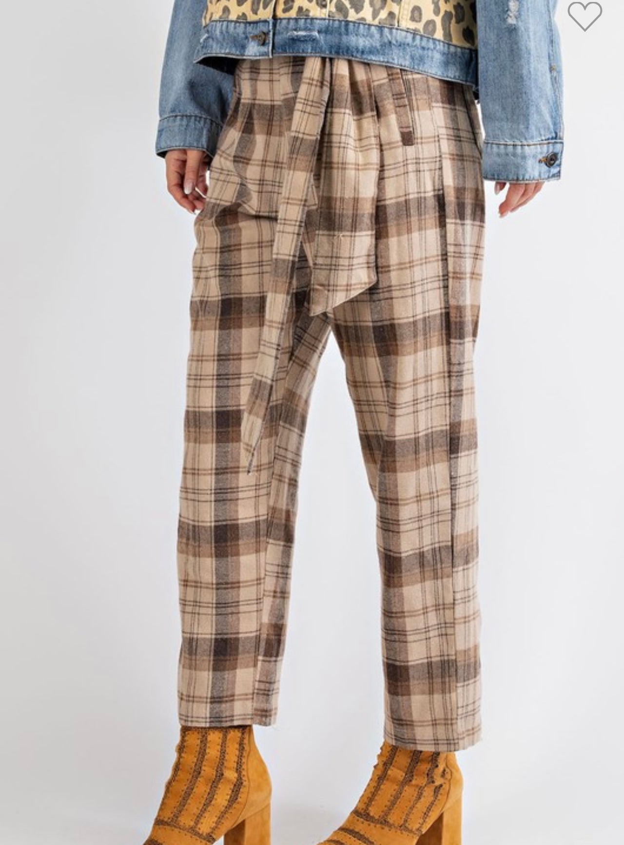 Plaid straight leg pants