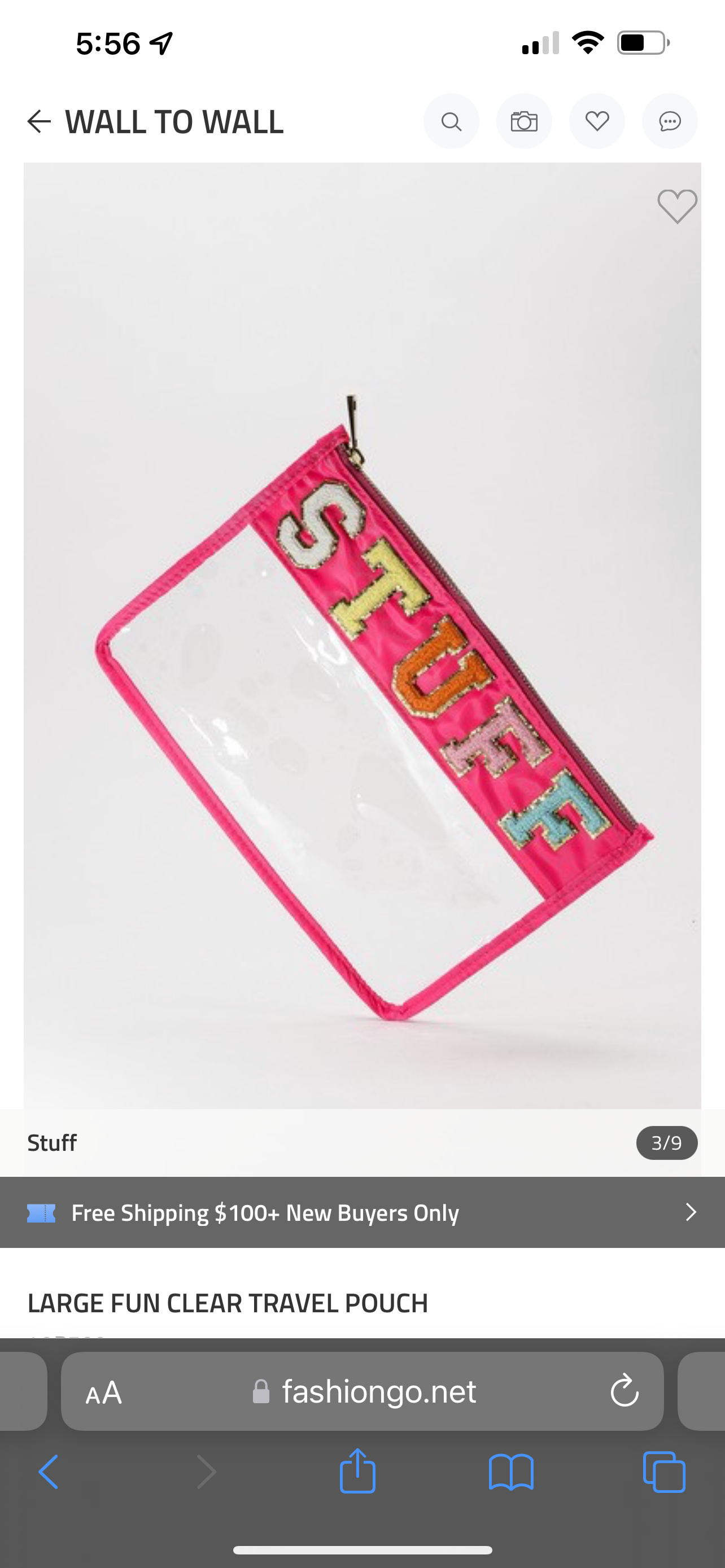 Clear travel pouch