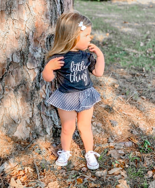 Black gingham skirted shorts