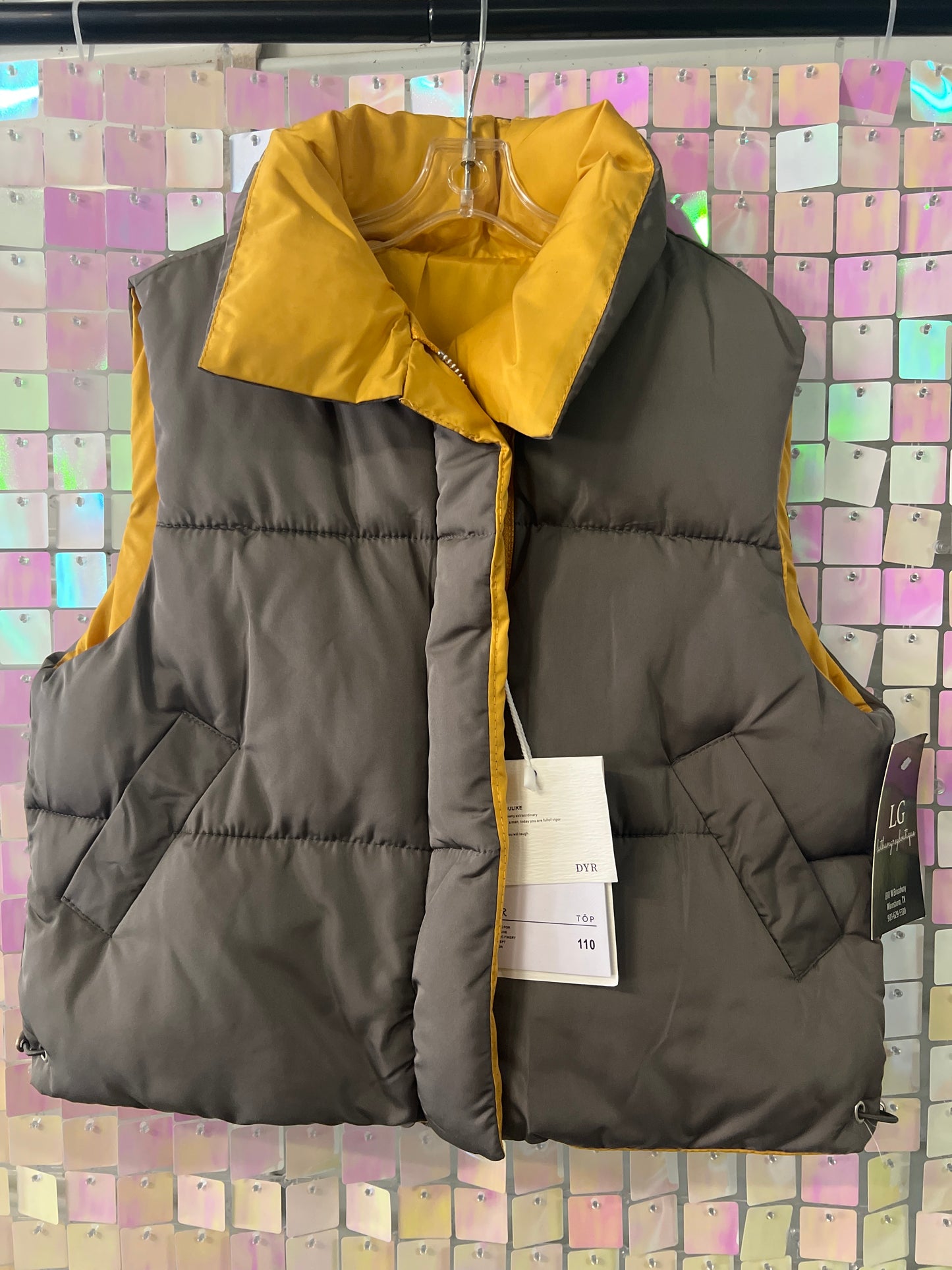 Grey puffer vest