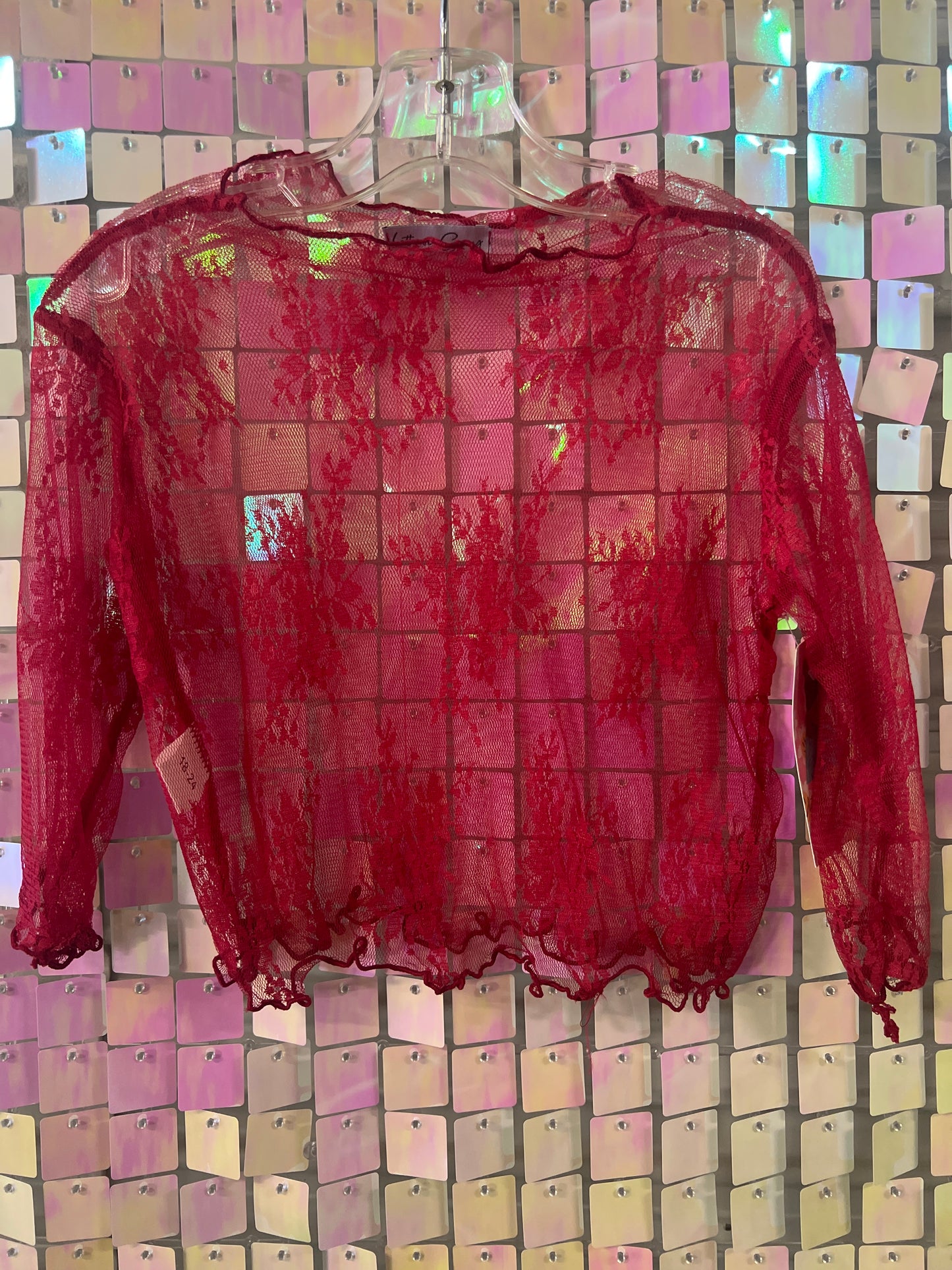 Red lace mesh top