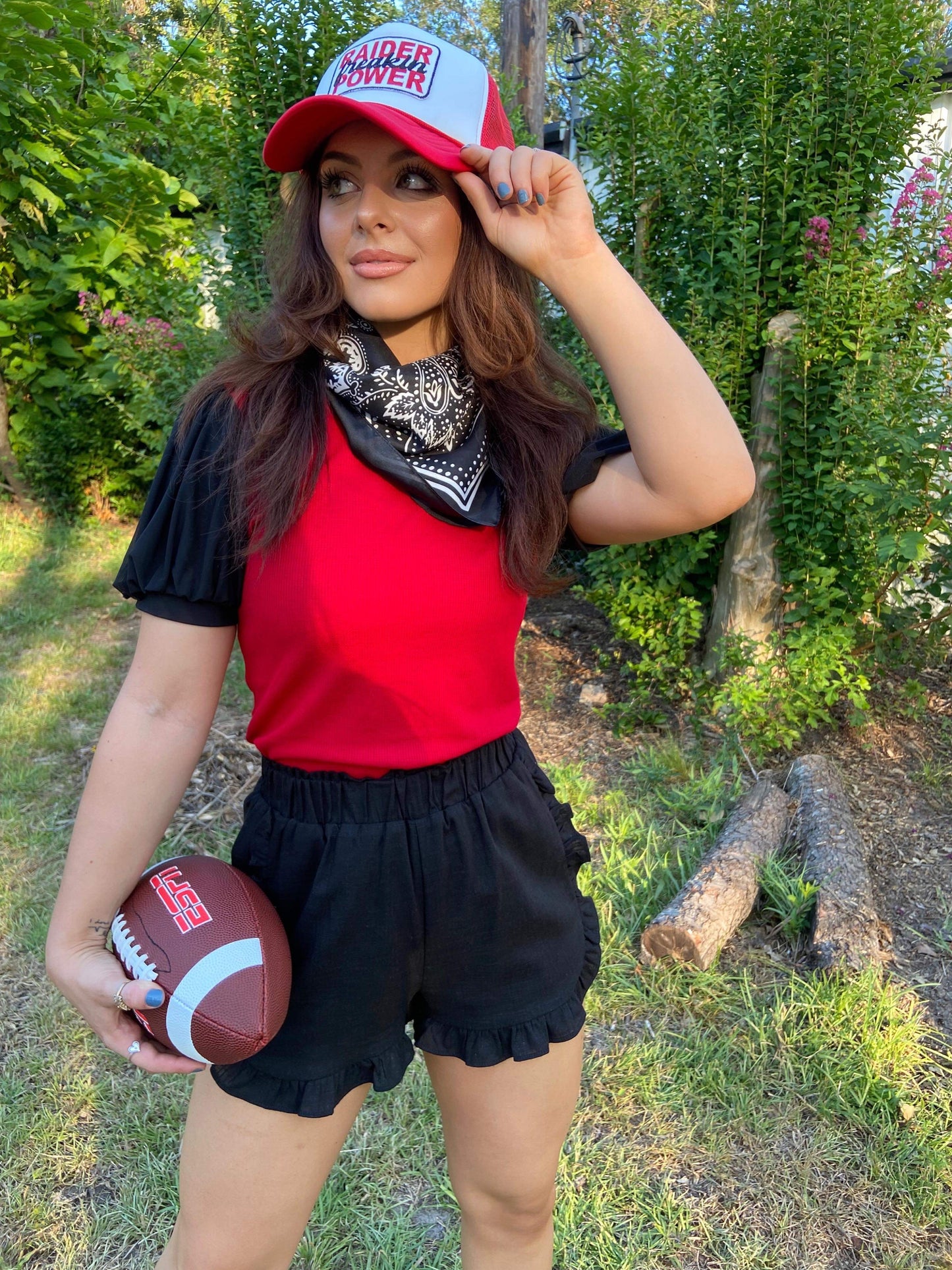 Red/black ribbed top