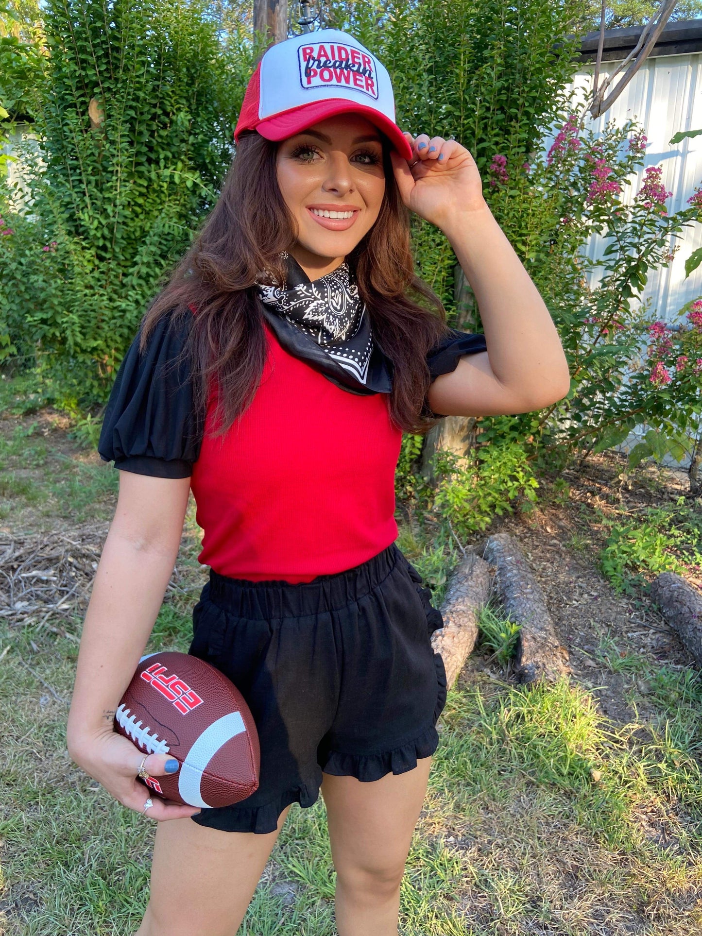 Red/black ribbed top