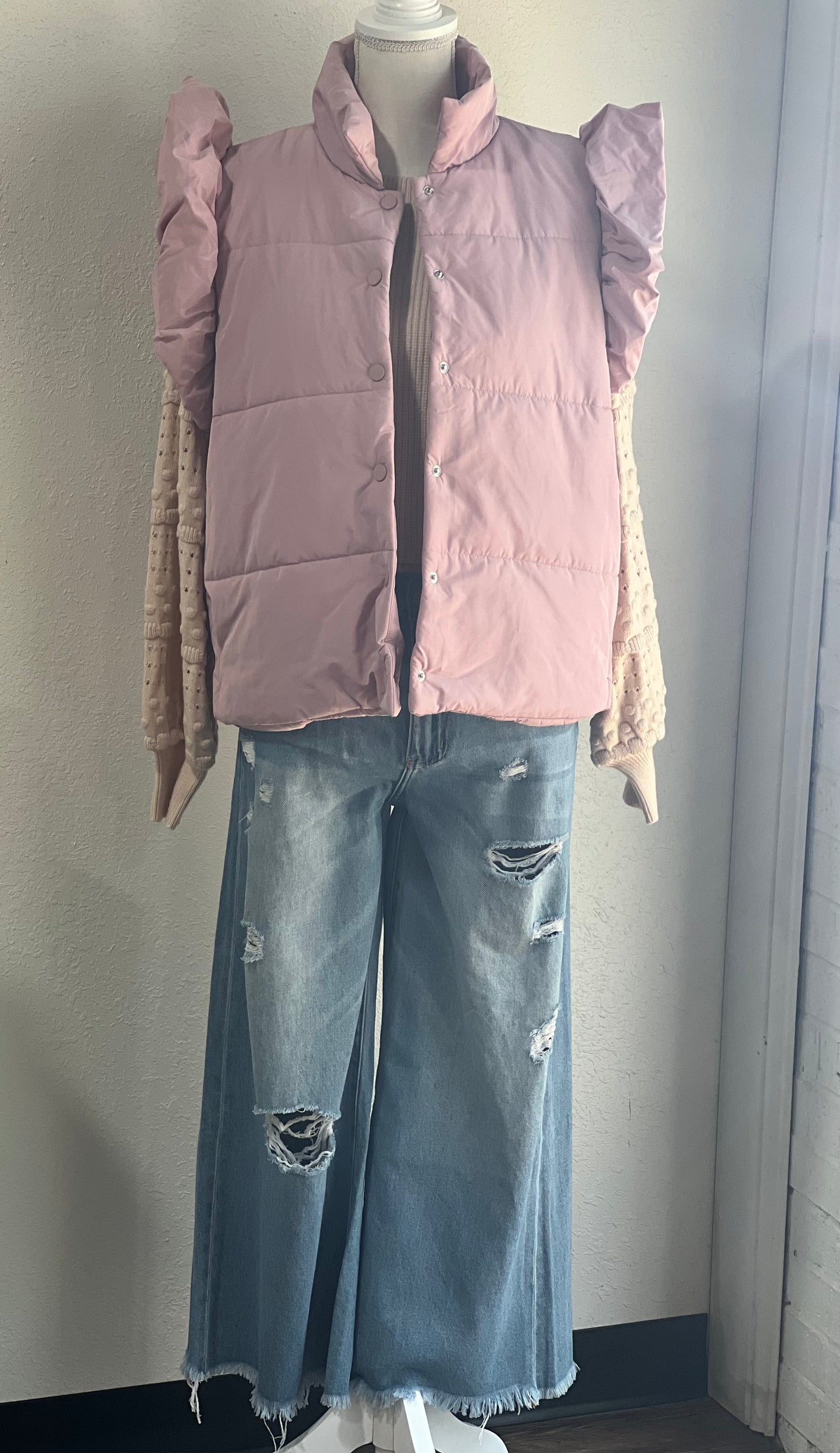 Blush puffer vest