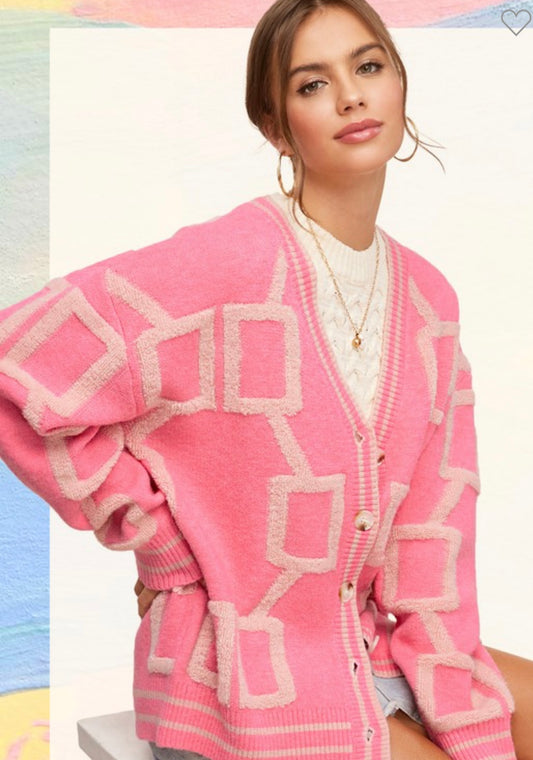 Drop shoulder cardi flamingo