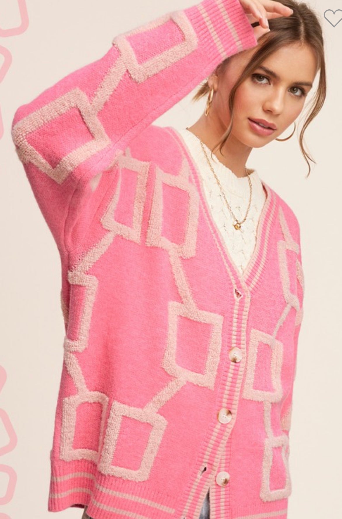 Drop shoulder cardi flamingo