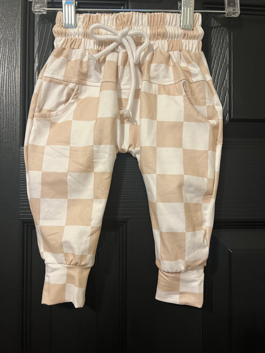 Neutral check joggers