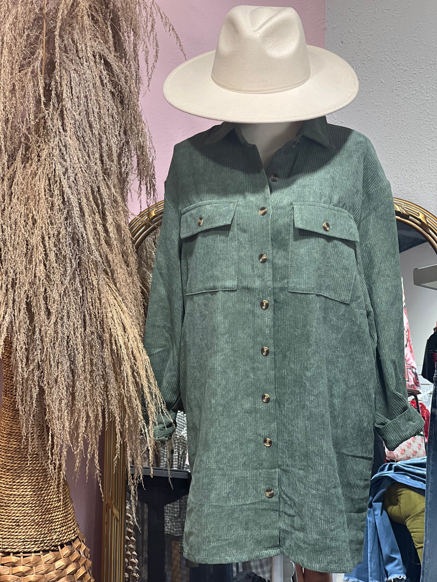 Olive corduroy dress