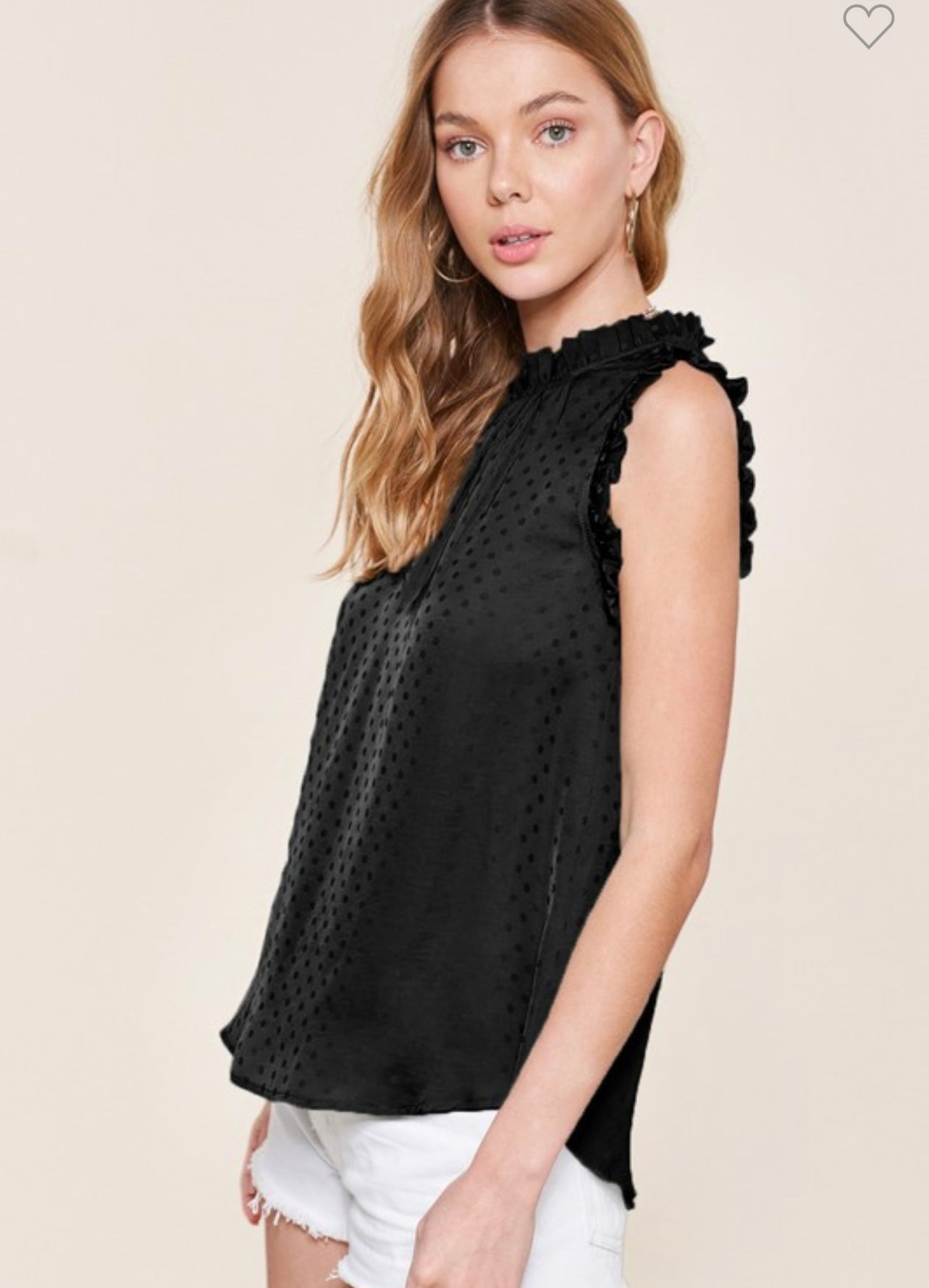 Black polka dot top