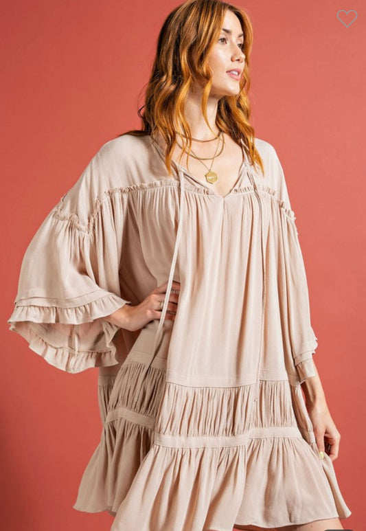 3/4 sleeve khaki dress
