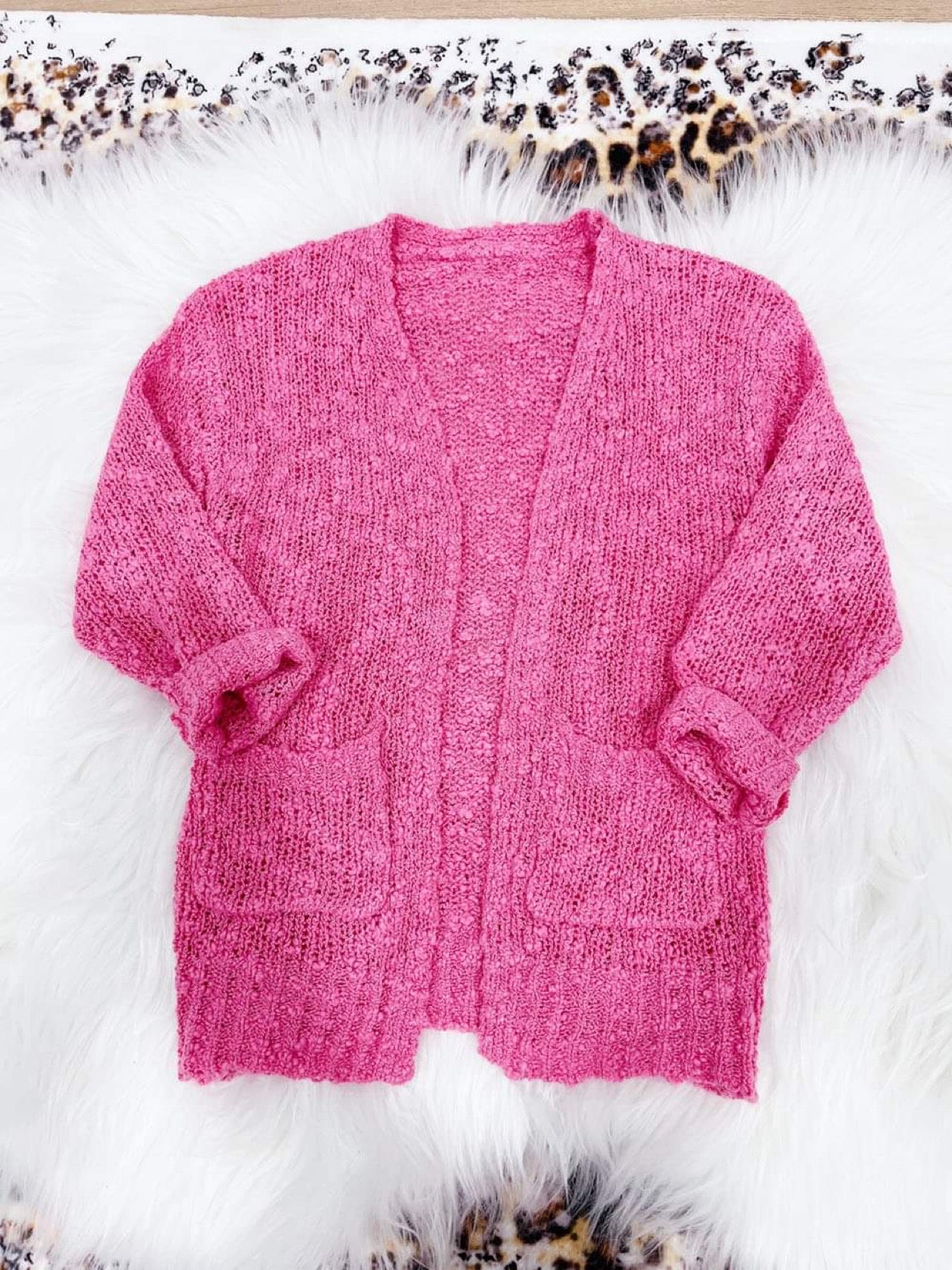 Pink popcorn cardi