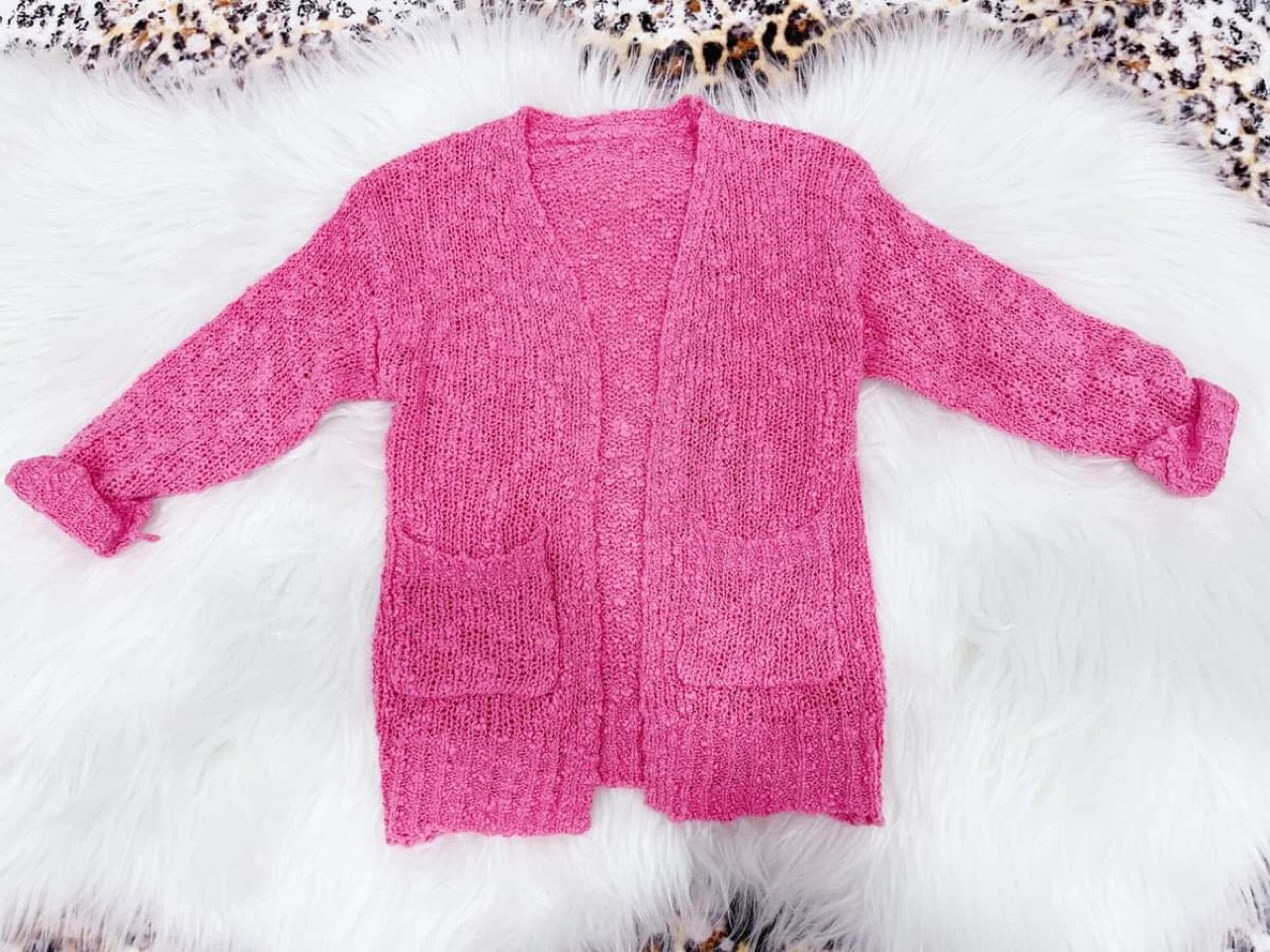 Pink popcorn cardi