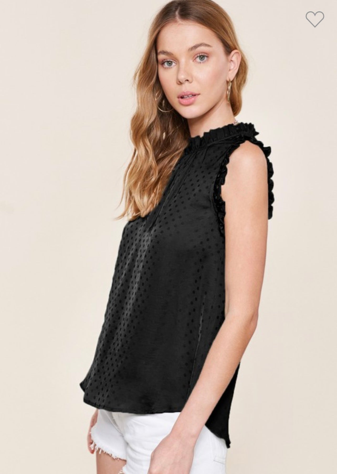 Black polka dot top
